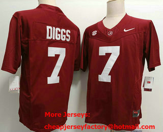 Men's Alabama Crimson Tide #7 Trevon Diggs Red FUSE College Stitched Jersey