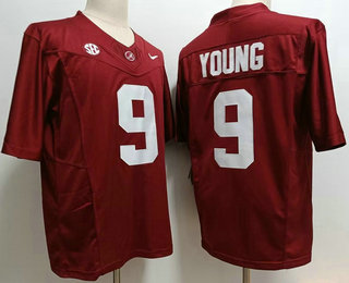 Men's Alabama Crimson Tide #9 Bryce Young Red FUSE College Stitched Jersey