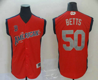 Men's American League Boston Red Sox #50 Mookie Betts Red With Navy 2019 MLB All-Star Futures Game Jersey