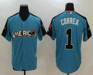 Men's American League Houston Astros #1 Carlos Correa Blue 2017 MLB All-Star Game Authentic Home Run Derby Jersey