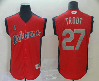 Men's American League Los Angeles Angels #27 Mike Trout Red With Navy 2019 MLB All-Star Futures Game Jersey
