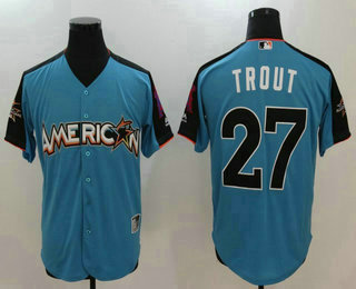 Men's American League Los Angeles Angels Of Anaheim #27 Mike Trout Blue 2017 MLB All-Star Game Authentic Home Run Derby Jersey