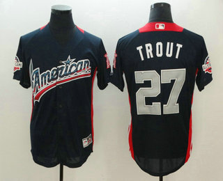 Men's American League Los Angeles Angels of Anaheim #27 Mike Trout Navy Blue 2018 MLB All-Star Game Home Run Derby Player Jersey