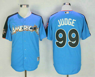 Men's American League New York Yankees #99 Aaron Judge Blue 2017 MLB All-Star Game Authentic Home Run Derby Jersey