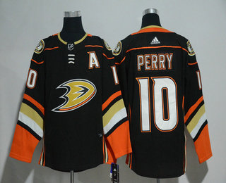 Men's Anaheim Ducks #10 Corey Perry Black With Handwork Sequin Fashion Team Logo Home 2017-2018 Hockey Stitched NHL Jersey