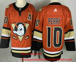 Men's Anaheim Ducks #10 Corey Perry Orange Authentic Jersey