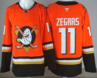Men's Anaheim Ducks #11 Trevor Zegras Orange Authentic Jersey