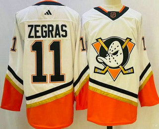 Men's Anaheim Ducks #11 Trevor Zegras White 2022 Reverse Retro Authentic Jersey