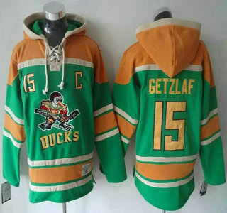 Men's Anaheim Ducks #15 Ryan Getzlaf Old Time Hockey 2015 Green Hoody