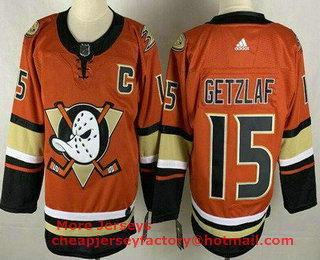 Men's Anaheim Ducks #15 Ryan Getzlaf Orange Stitched NHL Jersey