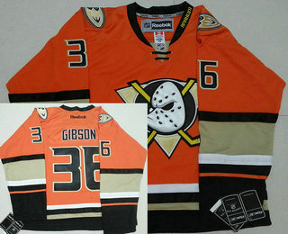 Men's Anaheim Ducks #36 John Gibson Alternate Orange Jerseys