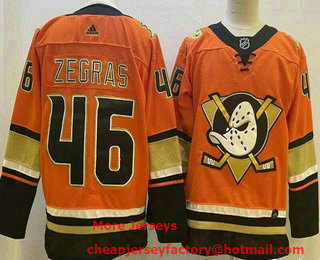Men's Anaheim Ducks #46 Trevor Zegras Orange Authentic Jersey