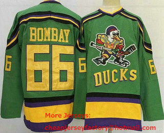 Men's Anaheim Ducks #66 Gordon Bombay Green Throwback Stitched Jersey