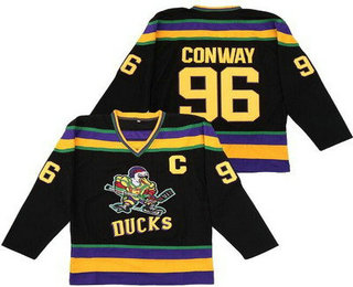 Men's Anaheim Ducks #96 Charlie Conway Black Throwback Jersey