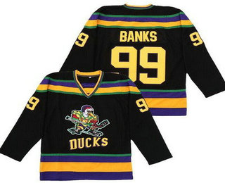 Men's Anaheim Ducks #99 Adam Banks Black Throwback Jersey