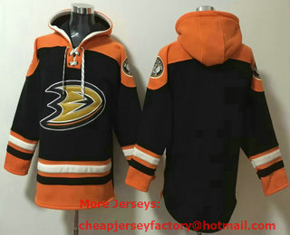 Men's Anaheim Ducks Blank Black Ageless Must Have Lace Up Pullover Hoodie