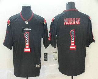 Men's Arizona Cardinals #1 Kyler Murray 2019 USA Flag Fashion Black Color Rush Stitched Nike Limited Jersey