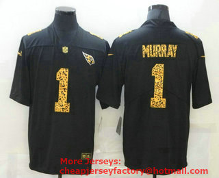 Men's Arizona Cardinals #1 Kyler Murray Black 2020 Nike Flocked Leopard Print Vapor Limited NFL Jersey