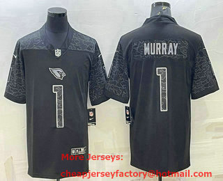 Men's Arizona Cardinals #1 Kyler Murray Black Reflective Limited Stitched Football Jersey