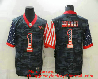 Men's Arizona Cardinals #1 Kyler Murray USA Camo 2020 Salute To Service Stitched NFL Nike Limited Jersey