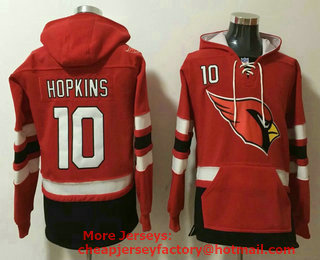 Men's Arizona Cardinals #10 DeAndre Hopkins NEW Red Pocket Stitched NFL Pullover Hoodie