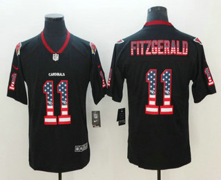 Men's Arizona Cardinals #11 Larry Fitzgerald 2018 USA Flag Fashion Black Color Rush Stitched Nike Limited Jersey