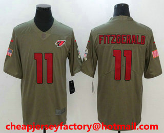 Men's Arizona Cardinals #11 Larry Fitzgerald Olive 2017 Salute To Service Stitched NFL Nike Limited Jersey
