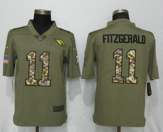 Men's Arizona Cardinals #11 Larry Fitzgerald Olive With Camo 2017 Salute To Service Stitched NFL Nike Limited Jersey