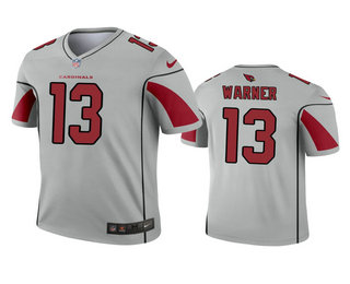Men's Arizona Cardinals #13 Kurt Warner Silver Inverted Legend Jersey