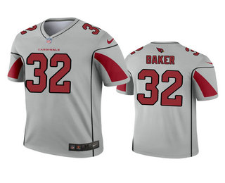 Men's Arizona Cardinals #32 Budda Baker Silver Inverted Legend Jersey