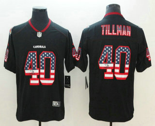 Men's Arizona Cardinals #40 Pat Tillman 2018 USA Flag Fashion Black Color Rush Stitched Nike Limited Jersey