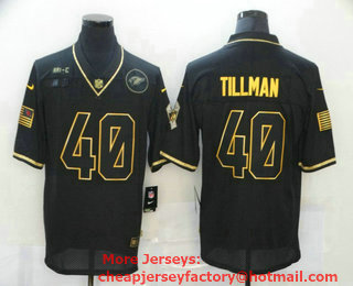 Men's Arizona Cardinals #40 Pat Tillman Black Gold 2020 Salute To Service Stitched NFL Nike Limited Jersey