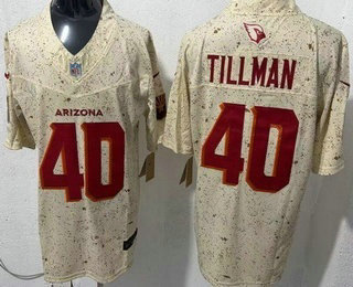 Men's Arizona Cardinals #40 Pat Tillman Limited Cream Rivalries FUSE Vapor Jersey