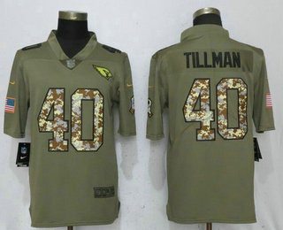 Men's Arizona Cardinals #40 Pat Tillman Olive With Camo 2017 Salute To Service Stitched NFL Nike Limited Jersey
