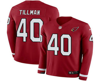 Men's Arizona Cardinals #40 Pat Tillman Red Team Color Stitched NFL Limited Therma Long Sleeve Jersey