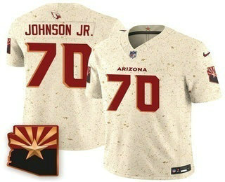 Men's Arizona Cardinals #70 Paris Johnson Jr Cream 2025 FUSE Rivalries Vapor Limited Stitched Jersey