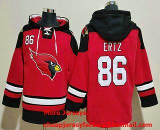 Men's Arizona Cardinals #86 Zach Ertz Red Ageless Must Have Lace Up Pullover Hoodie