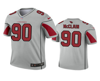 Men's Arizona Cardinals #90 Terrell McClain Silver Inverted Legend Jersey