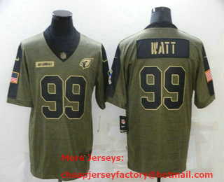 Men's Arizona Cardinals #99 JJ Watt 2021 Olive Salute To Service Limited Stitched Jersey