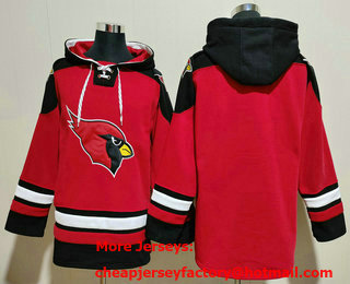 Men's Arizona Cardinals Blank Red Ageless Must Have Lace Up Pullover Hoodie