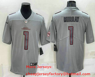 Men's Arizona Cardinals Kyler Murray LOGO Grey Atmosphere Fashion 2022 Vapor Untouchable Stitched Nike Limited Jersey