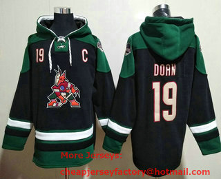 Men's Arizona Coyotes #19 Shane Doan Black Ageless Must Have Lace Up Pullover Hoodie