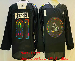 Men's Arizona Coyotes #81 Phil Kessel 2022 Black Pride Night Stitched Jersey
