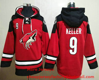 Men's Arizona Coyotes #9 Clayton Keller Red Ageless Must Have Lace Up Pullover Hoodie