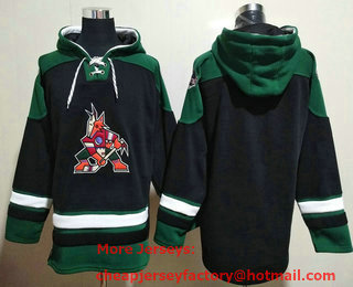 Men's Arizona Coyotes Blank Black Ageless Must Have Lace Up Pullover Hoodie