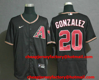 Men's Arizona Diamondback #20 Luis Gonzalez Black Stitched Nike MLB Flex Base Jersey