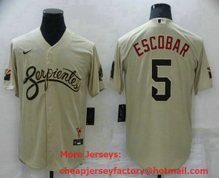 Men's Arizona Diamondback #5 Eduardo Escobar Gold 2021 City Connect Stitched MLB Cool Base Nike Jersey