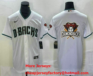 Men's Arizona Diamondback Big Logo White Cool Base Stitched Baseball Jersey