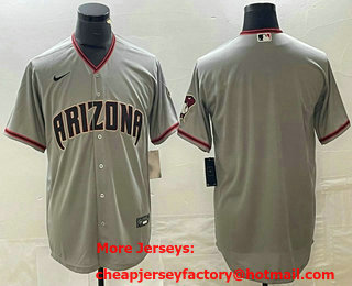 Men's Arizona Diamondback Blank Grey With Patch Stitched MLB Cool Base Jersey