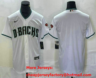 Men's Arizona Diamondback Blank White Cool Base Stitched Baseball Jersey